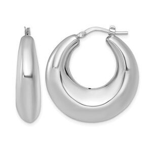 Sterling Silver Polished Graduated Puffed Hoop Earrings